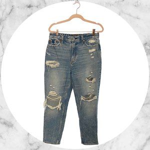 A&F High Rise Distressed Mom Jeans Size 8S